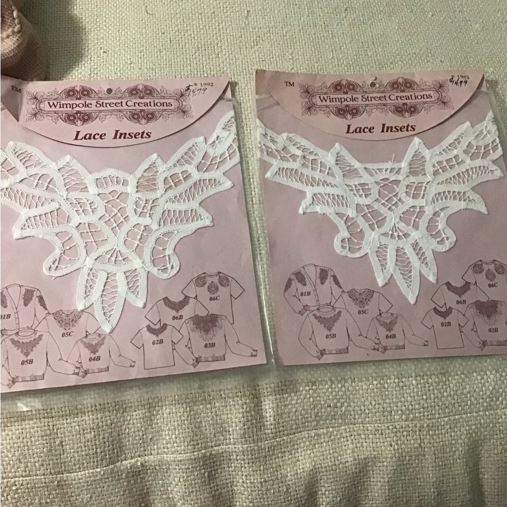 Wimpole Street Creations White Lace Inset Appliqués - Pair